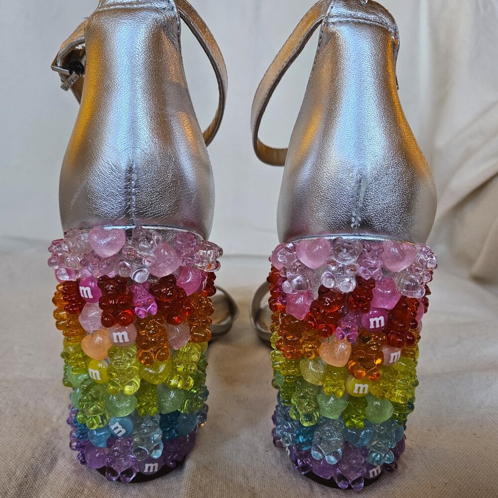 Silver and Rainbow Block Heel Sandals